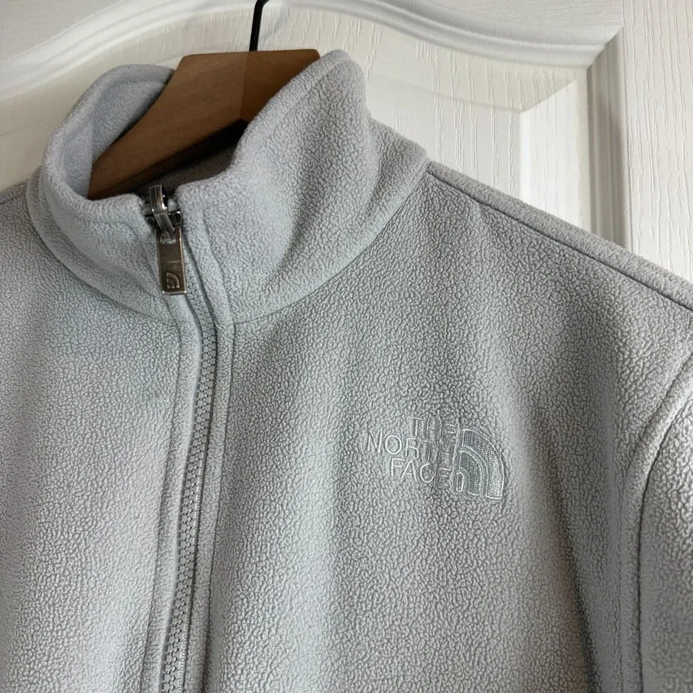 The North Face Girls Fleece Jacket Zip Up Light Gray Size M